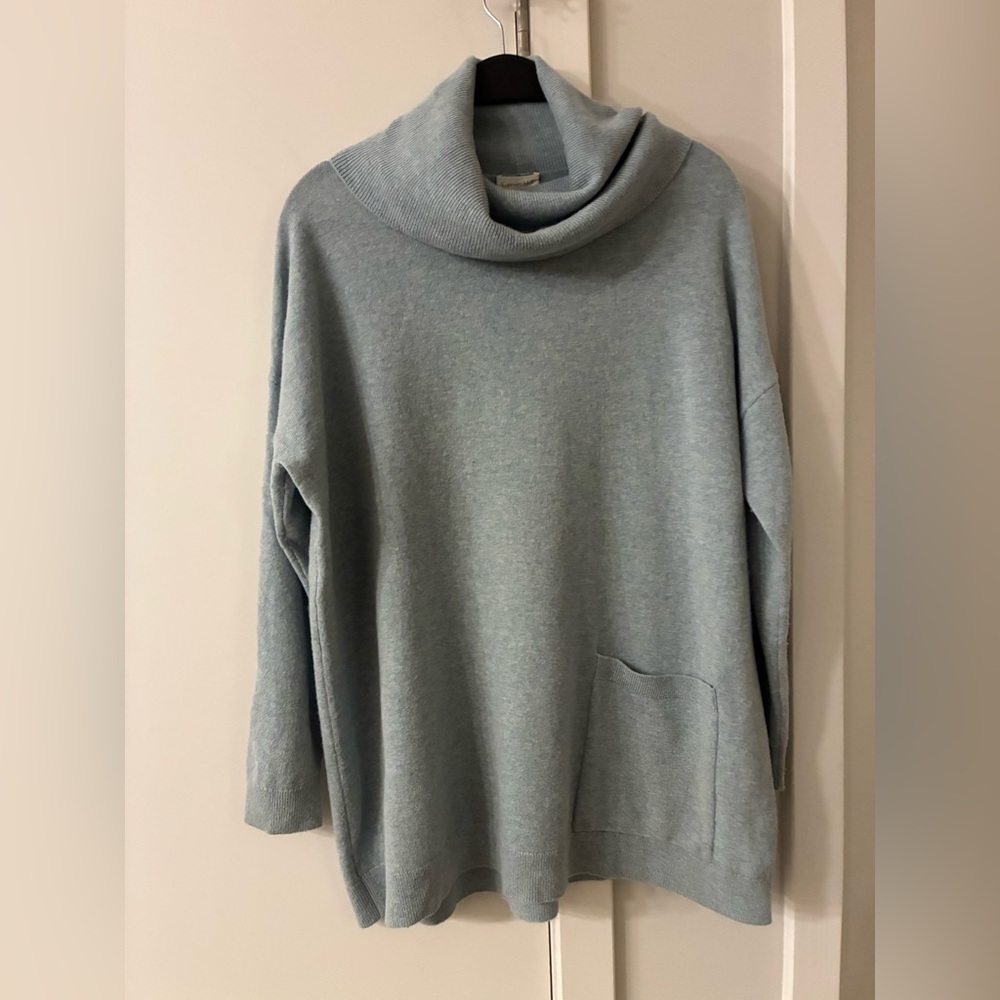 Garnet Hill Sylvie Cashmere Cowl Neck oversized 
Sweater. Patch Pocket.